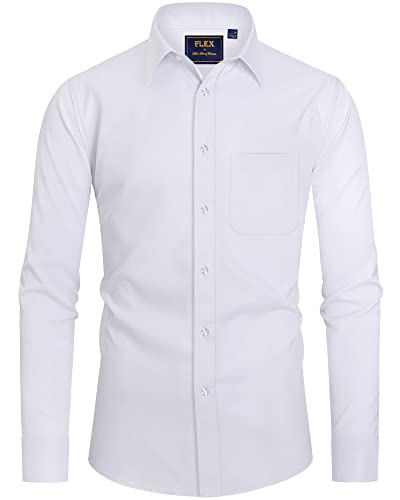 siliteelon Herren Kleid Hemden Schlicht Langarm Weiß Bügelfrei Formal Hemden Herren Business Casual Button Down Hemd mit Tasche,2XL von siliteelon