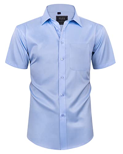 siliteelon Herren Kleid Hemden Solid Blau Langarm Stretch Faltenfreie Formale Hemd Business Casual Button Down Hemden.Groß von siliteelon