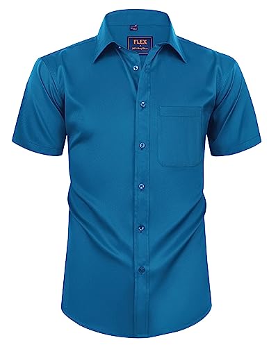 siliteelon Herren Kleid Hemden Solid Königs Blau Langarm Stretch Faltenfreie Formale Hemd Business Casual Button Down Hemden,XXL von siliteelon
