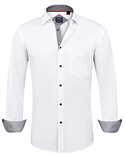 siliteelon Herren Langarm Hemden Weiß Casual Regular Fit Bügelfrei Business Hemd Faltenfrei Formales Anzug Hemd mit Tasche Für Anzug, Hochzeit von siliteelon