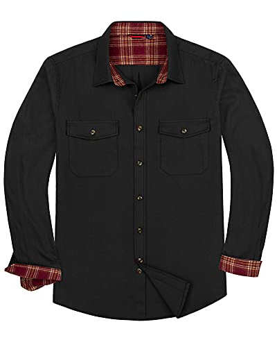 siliteelon Kariertes Hemd Herren Langarm Flanellhemd Schwarze Arbeitshemd Warm Holzfällerhemd Regular fit Trachtenhemd Karohemd von siliteelon