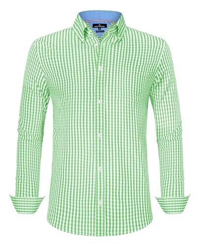 siliteelon Kariertes Hemd Herren Langarm Trachtenhemd Oktoberfest Freizeithemd Karohemden Herrenhemden von siliteelon