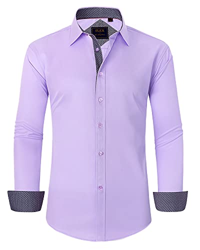 siliteelon Mens Dress Shirts Knitterfrei Lavendel Regular Fit Stretch Cotton Button Down Hemd,2XL siliteelon Mens Dress Shirts Knitterfrei Lavendel Regular Fit Stretch Cotton Button Down Hemd,2XL von siliteelon