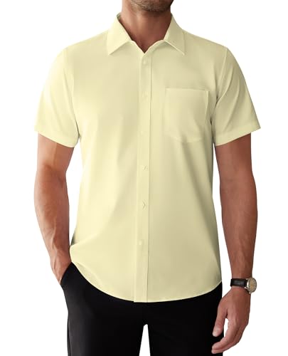 siliteelon Stretch Hemd Herren Faltenfrei Kurzarm Arbeit Oberhemd mit mit Tasche Formelle Anlässe Business Anzughemd Gelb XL siliteelon Stretch Hemd Herren Faltenfrei Kurzarm Arbeit Oberhemd mit mit Tasche Formelle Anlässe Business Anzughemd Gelb XL von siliteelon