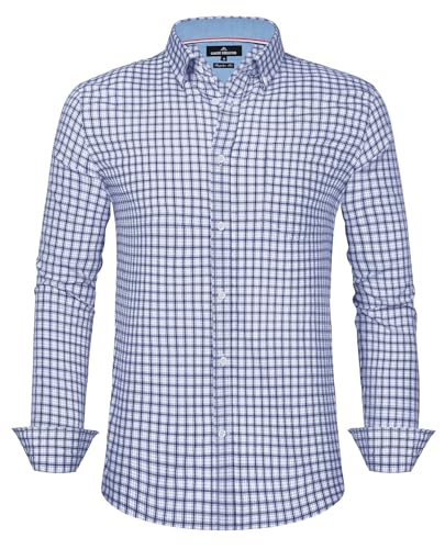 siliteelon Trachtenhemd Herren Bügelfrei Hemd Kariert Faltenfrei Herren Langarm Karneval Hemden von siliteelon