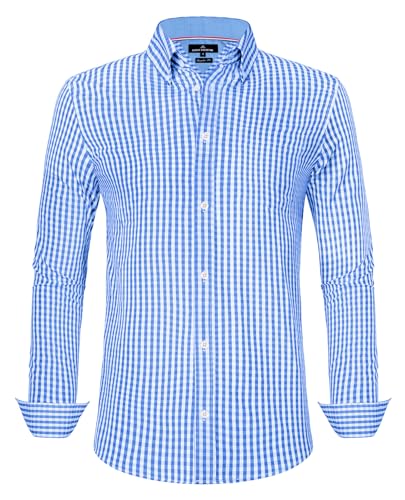 siliteelonTrachtenhemd Herren Kariertes Hemd Slim Fit Langarm Freizeit Oktoberfest Karohemd für Männer von siliteelon