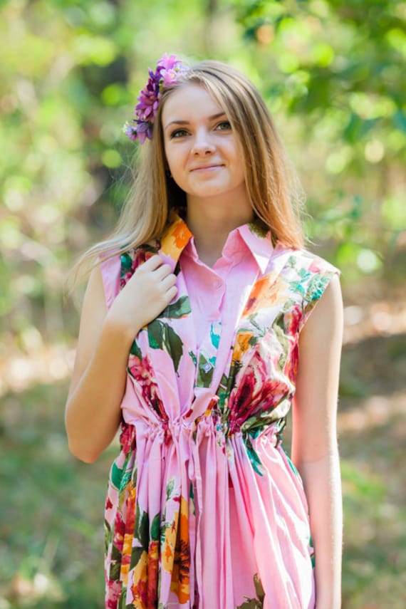 Cooler Sommer Kaftan Stil Im Großen Blumen Blüten Muster in Rosa Farbe | Boho Kaftan, Perfekt Für Loungewear, Strand Cover Up von silkandmore