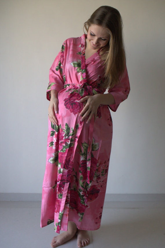 Coral Fuchsia Floral Knöchel Länge Mutterschaft Robe Krankenhaus Kleid Labor Lieferung Stillmütter, Mütter Zu Sein, Schwangerschaft von silkandmore