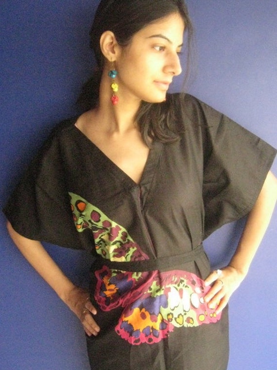 Fly Schmetterling - Schwarzen Kaftan Kleid Kann Mit Jeans, Leggings Oder Als Getragen Werden von silkandmore