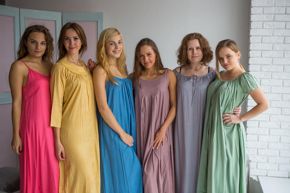 Lange Feste Dusty Pastels Nighties Für Jede Frau, Die Einen Angenehmen Schlaf Liebt von silkandmore