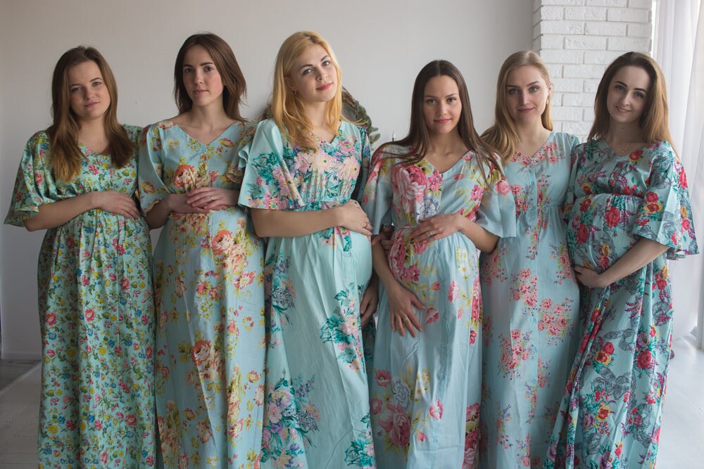 Licht Blau Mutterschaft Kaftane - Knopf Vorne Empire-Taille Maxi Kleid, Eine Freundliche Baby-Dusche-Geschenk, Schwangerschaft Kleid von silkandmore