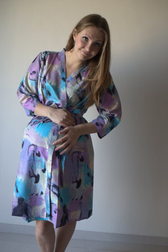 Lila Blau Aquarell Flamingo Mutterschaft Robe Krankenhaus Kleid Lieferung Arbeit Kleid, Stillen Mütter, Mütter Sein, Schwangerschaft Lila Blau Aquarell Flamingo Mutterschaft Robe Krankenhaus Kleid Lieferung Arbeit Kleid, Stillen Mütter, Mütter Sein, Schwangerschaft von silkandmore