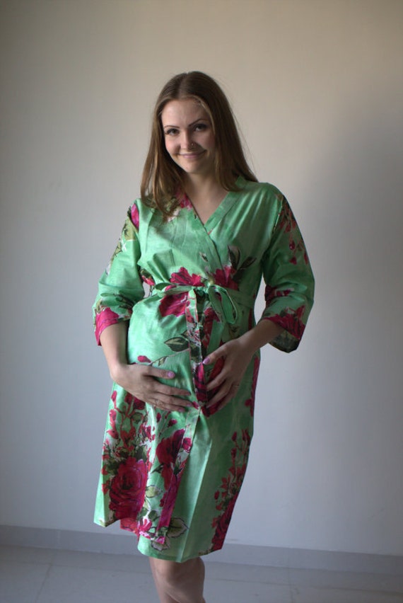 Mint Fuchsia Floral Mutterschaft Robe Krankenhaus Kleid Lieferung Arbeit Kleid, Stillen Mütter, Schwangerschaft Sein von silkandmore
