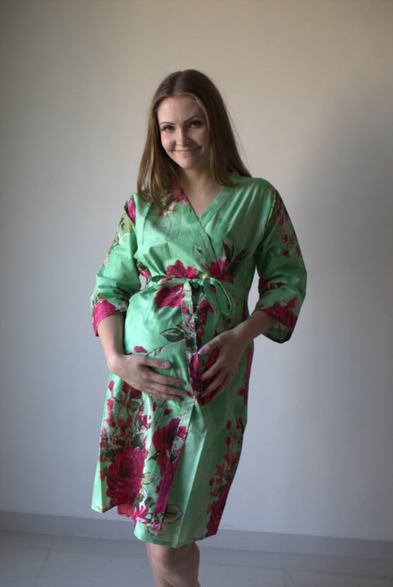 Mint Fuchsia Floral Mutterschaft Robe Krankenhaus Kleid Lieferung Arbeit Kleid, Stillen Mütter, Schwangerschaft Sein von silkandmore