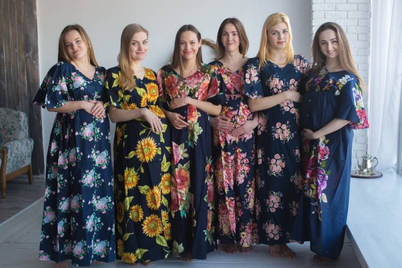 Navy Blau Mutterschaft Kaftane - Knopf Vorne Empire-Taille Maxi Kleid, Eine Freundliche Baby-Dusche-Geschenk, Schwangerschaft Kleid von silkandmore