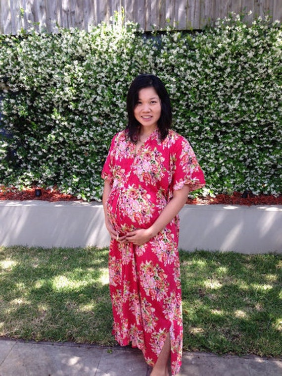 Nur Vorne Geknöpft Krankenhaus Kleid Lieferung Kaftan Rot Perfekt Als Arbeit, Kleid, Stillkleid, Mütter Sein, Baby-Dusche, Foto Requisiten von silkandmore