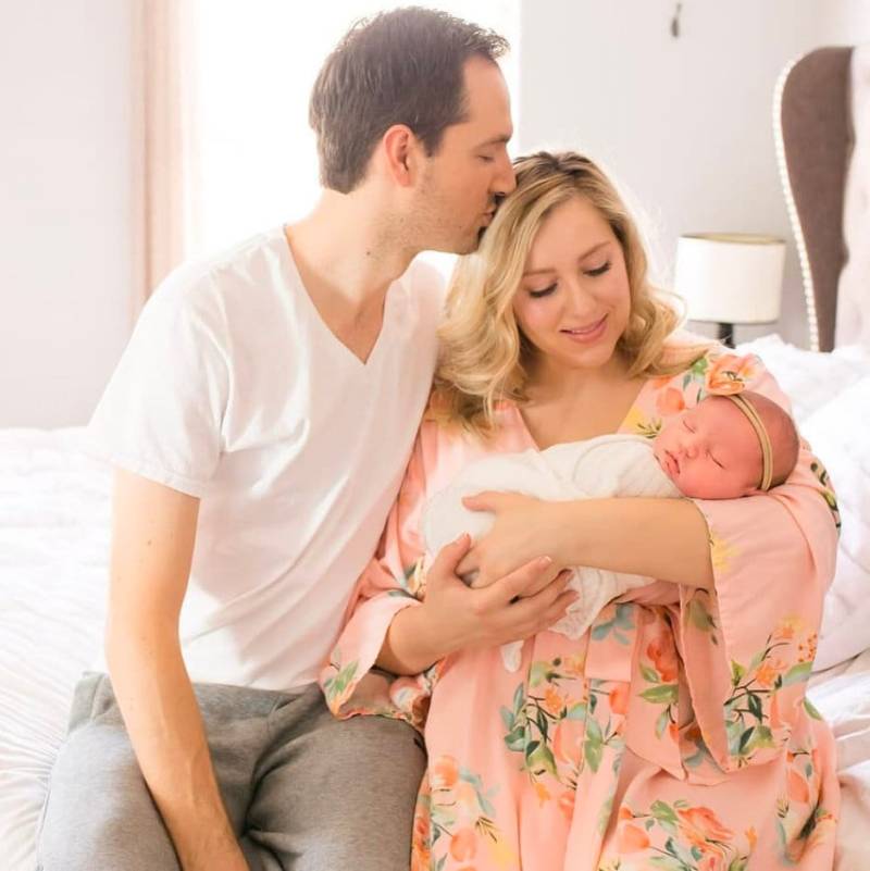 Premium-Pfirsich Verträumte Engel Lied Knöchel-Länge Mutterschaft Robe | Krankenhauskleid, Labor Kleid, Lieferung Stillende Mütter von silkandmore