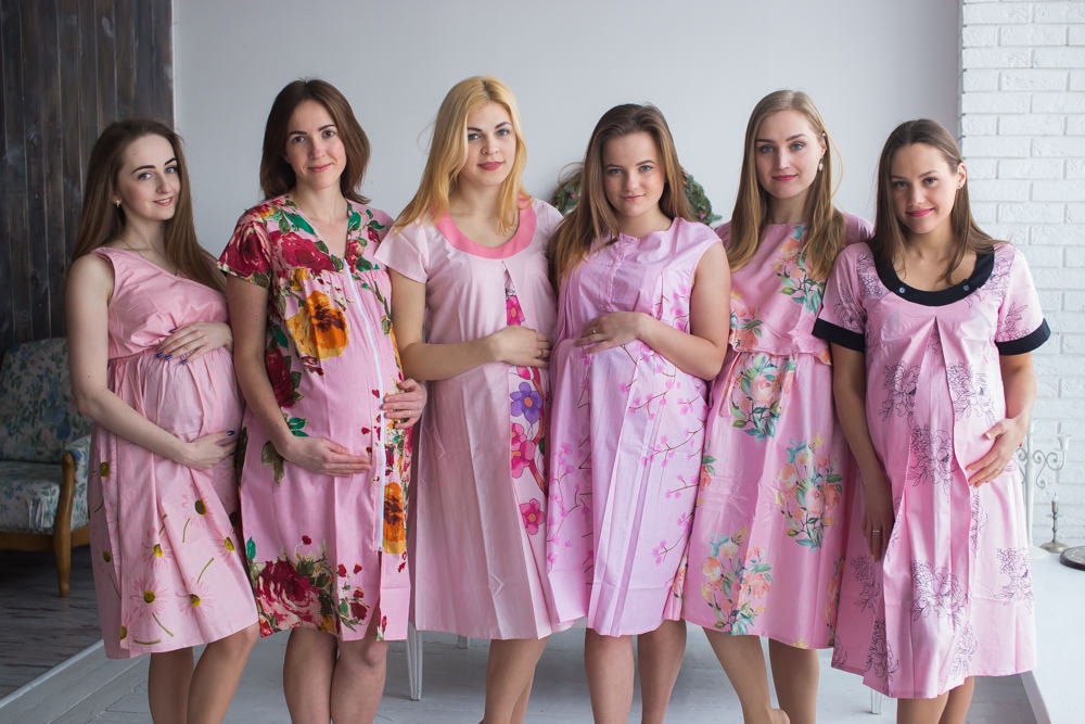 Rosa Kleider - Arbeit Kleider, Lieferung Krankenhaus Abendkleider, Pflege Mutterschaft Silkandmore Fütterung Geburt von silkandmore