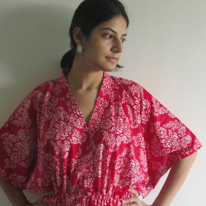 Rot Damast Still Umstands Krankenhaus Kleid Lieferung Kaftan Ideal Als Loungewear Immer Bereit, Strandkleidung Geschenk Für Mütter, Mütter Zu Sein von silkandmore