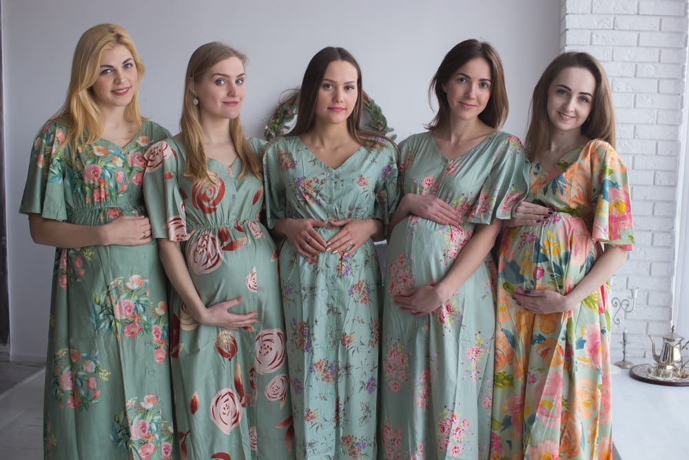 Salbei Mutterschaft Kaftane - Geknöpft, Empire-Taille Freundlich Kleid, Maxi, Bump Freundlich, Baby-Dusche-Geschenk, Pflege-Kleid von silkandmore
