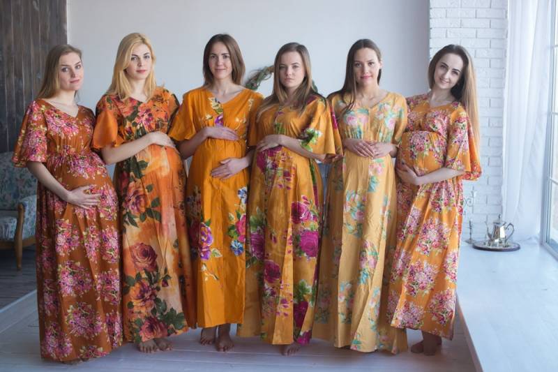 Senf Umstandskaftans - Geknöpftes Empire Taillen Umstandskleid, Umstands Maxi, Bump Friendly, Baby Shower Geschenk, Stillkleid von silkandmore