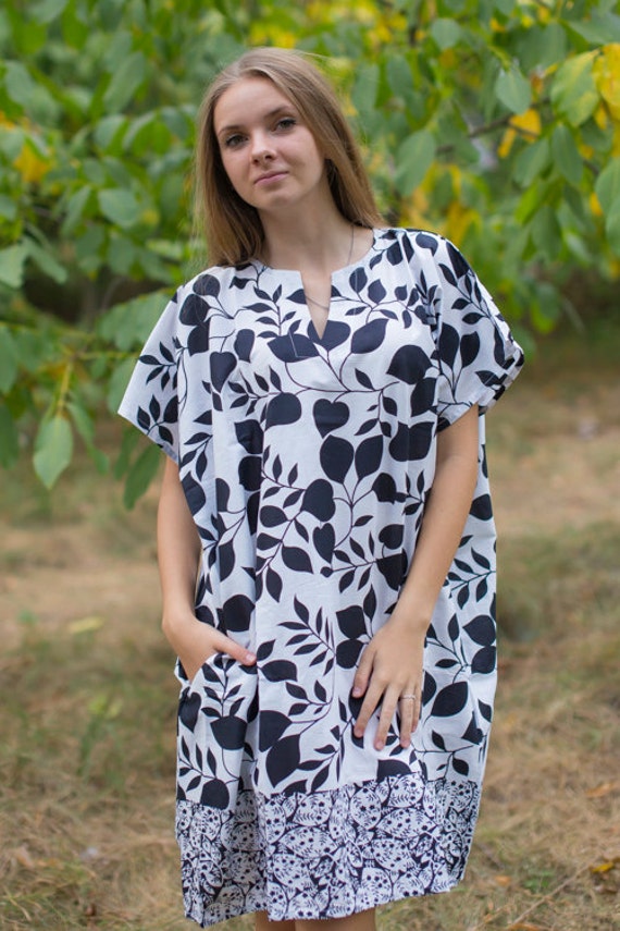 Sonnenschein Kaftan Stil in Klassisch Weiß Schwarz Muster Der Farbe | Boho Kaftan, Perfekt Für Loungewear, Strandüberzug von silkandmore