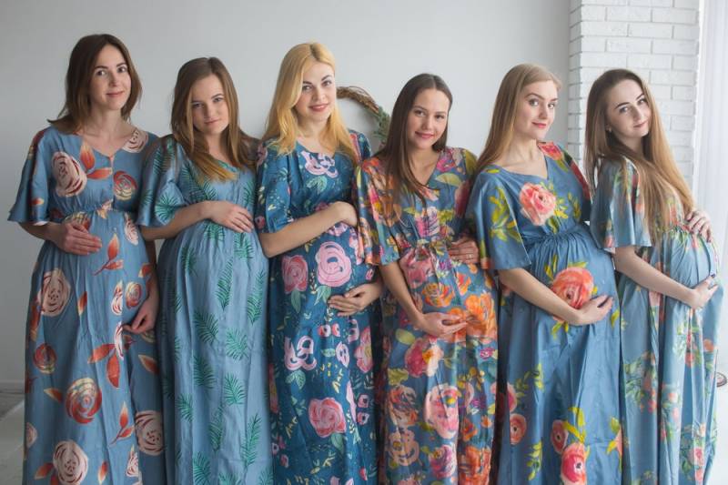 staubigen Blauen Mutterschaft Kaftan - Geknöpft, Empire-Taille Freundlich Kleid, Maxi, Bump Freundlich, Baby-Dusche-Geschenk, Pflege-Kleid von silkandmore