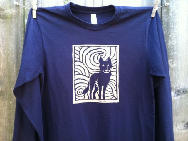 Midnight Wolf Langarmshirt Navy Unisex Erwachsene S, M, L, Xl, Xxl von silkoak