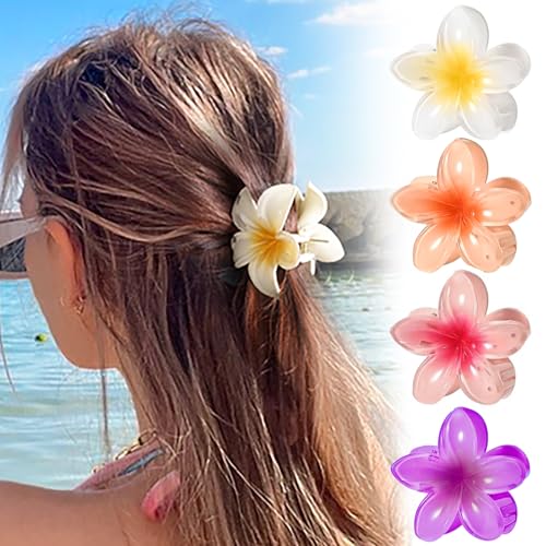 4 Stück Blumen Haarklammern Damen, 8cm groß Hawaii Blumenhaarklammer, Rutschfeste Haarklammern für Dickes Dünnes Lockiges Haar, Blumen Haarspangen Set Sommer Haarschmuck - Silttble 4 Stück Blumen Haarklammern Damen, 8cm groß Hawaii Blumenhaarklammer, Rutschfeste Haarklammern für Dickes Dünnes Lockiges Haar, Blumen Haarspangen Set Sommer Haarschmuck - Silttble von silttble