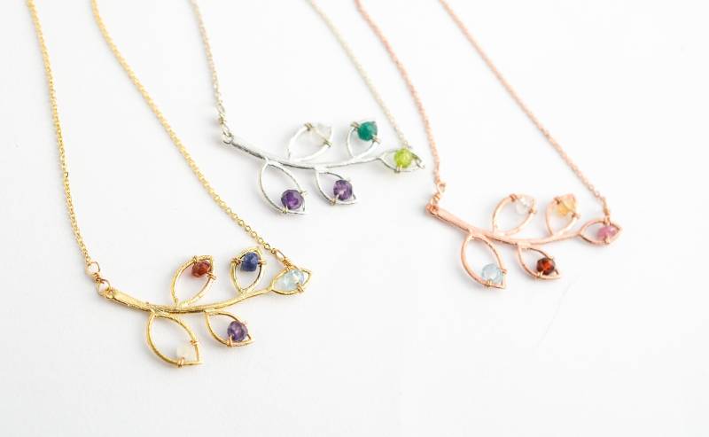 Gold/sterling Silber Mütter Halskette Mit Birthstones - Personalisierter Mom Schmuck Muttertagsgeschenk Für Oma Großmutter Geschenk von silverandivy