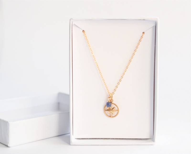 Gold Filled Kompass Halskette Mit Natürlichen Geburtsstein, Personalisierte Familie Schmuck Für Frauen, Benutzerdefinierte Abschluss Geschenk Ihre von silverandivy
