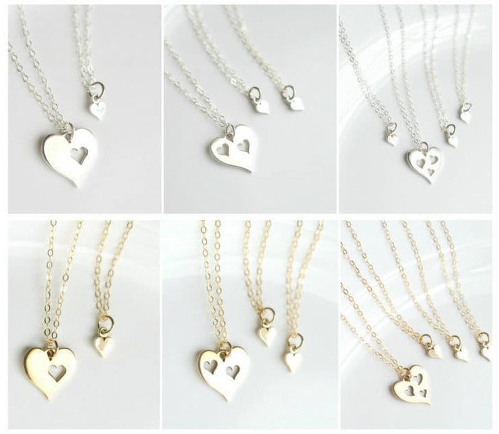 Gold Oder Sterling Silber Mutter Tochter Halskette Set 2 3 4 - Muttertagsgeschenk Von Zu Passender Herz Geburtstag Schmuck von silverandivy