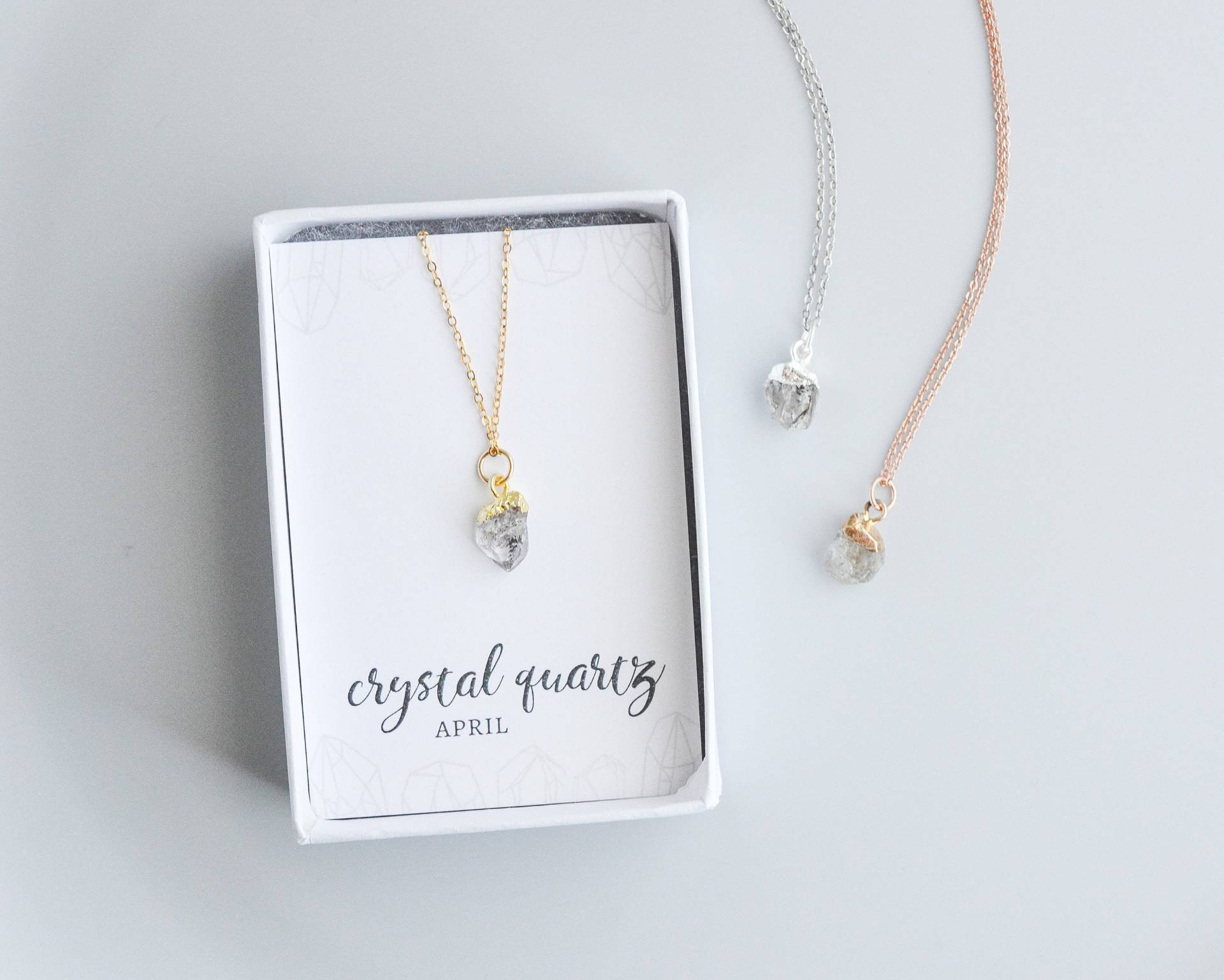 Kristall Quarz Halskette in Sterling Silber, Rosegold Und 14K Gold Gefüllt, April Geburtsstein Schmuck, Beste Freundin Schwester Geburtstagsgeschenk von silverandivy