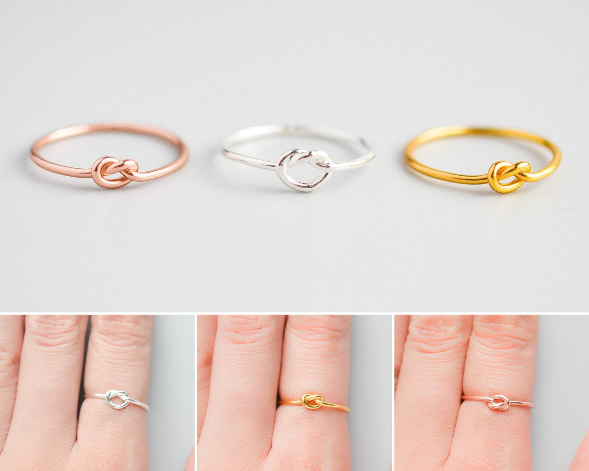 Minimalist Rose Gold Ring Für Frauen, Stapelbare Ring, Dünne Band Daumen Casual Alltag Liebe Knoten Größe 5 6 7 8 9 10 von silverandivy