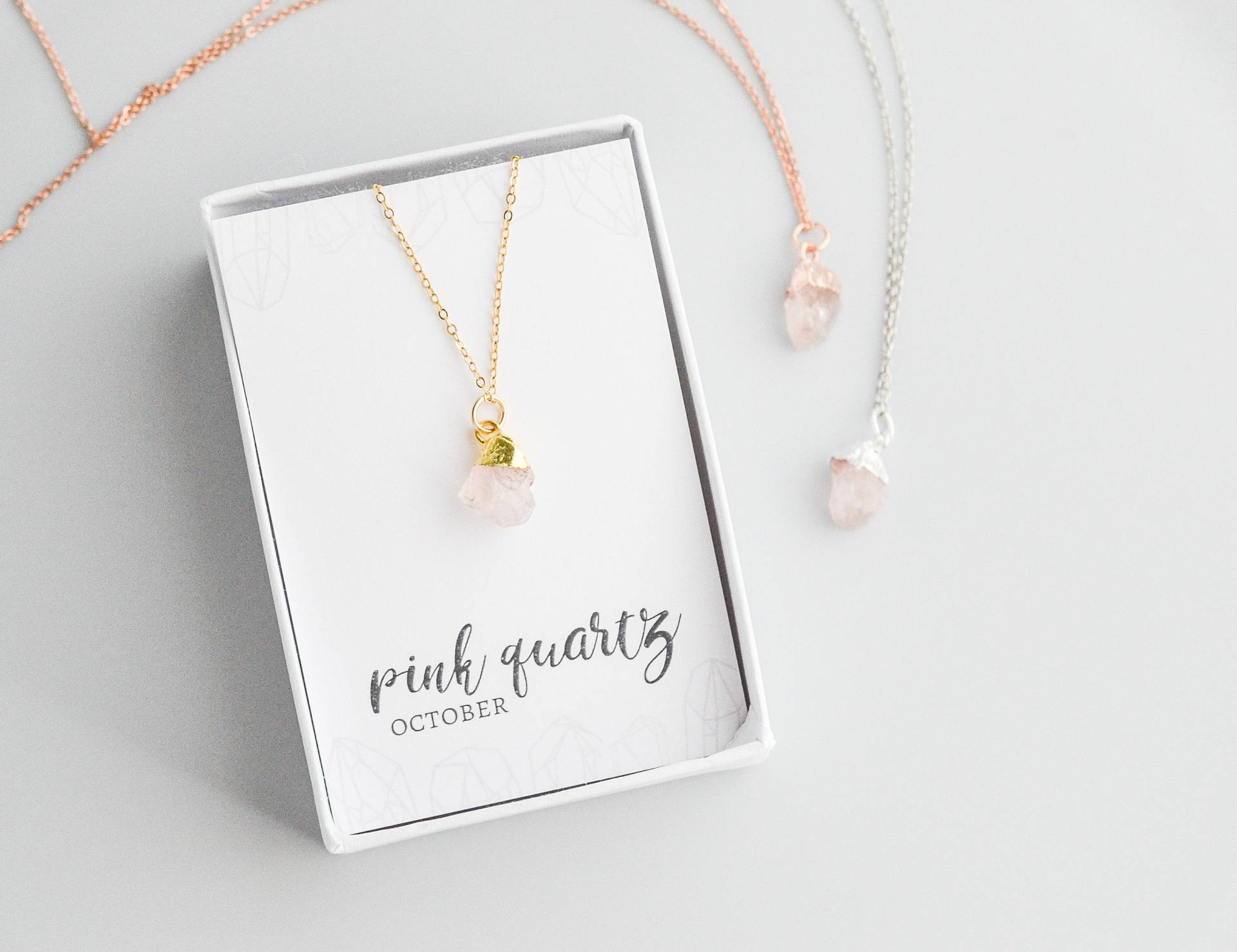Rosenquarz Halskette in Sterling Silber, Rose Gold Und 14K Gefüllt, Oktober Geburtsstein Schmuck, Geburtstagsgeschenk Für Ihre Mutter Tochter von silverandivy