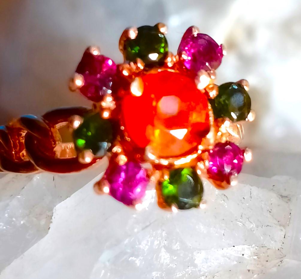 Natürlicher Spessartin Granat , Rhodolith Und Diopsid 925 Silber Sterling Ring Größe 7 14 von silverandnaturalgems