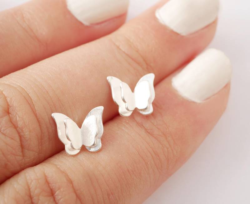 925 Silber Schmetterlingsohrringe - Silberohrstecker Schmetterlingsschmuck Mädchenohrstecker von silverbirdjewels
