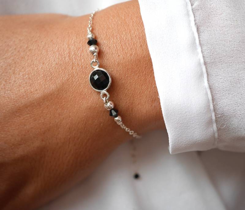 Armband Silber 925 - Pierre Black Onyx Stone Silberkette Schmuck Steinen Elegant Raffiniert Schwarz Und von silverbirdjewels