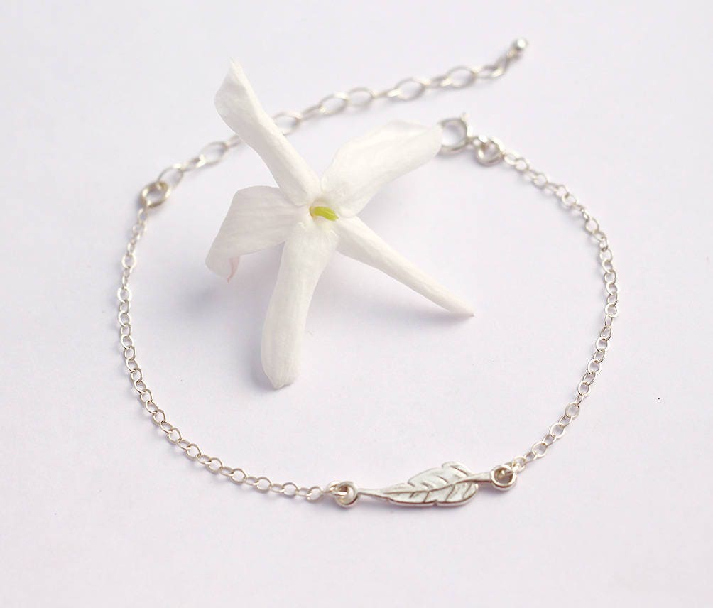 Ende Silber Armband 925 - Kleine Spitzen Stift in Sterlingsilber Kette Blattsilber Gurt Ehe von silverbirdjewels