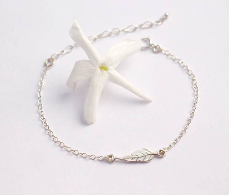 Ende Silber Armband 925 - Kleine Spitzen Stift in Sterlingsilber Kette Blattsilber Gurt Ehe von silverbirdjewels