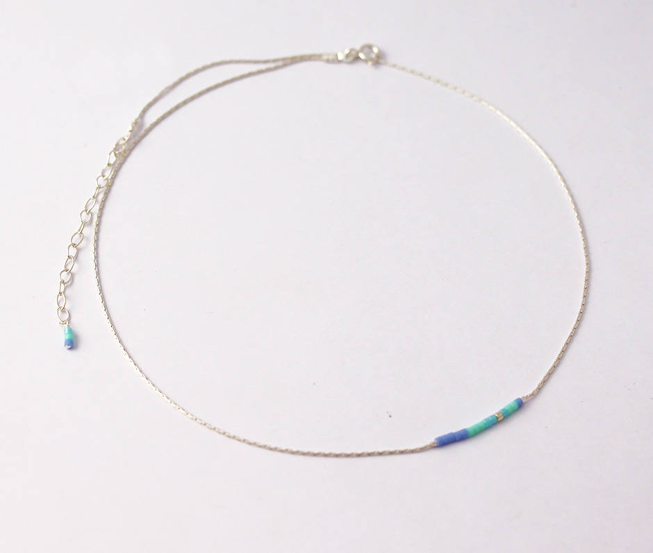 Feine Halskette, Massive Schlangenkette Aus 925Er Silber Und Miyuki-Perlen in Mint, Pastellblau Türkis von silverbirdjewels