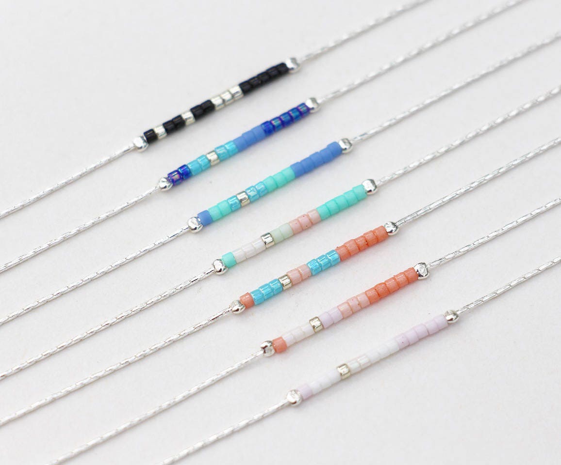 Feines Doppelwickelarmband, Schlangenkette Aus 925Er Sterlingsilber Und Korallen - Türkisblauen Miyuki-Perlen von silverbirdjewels