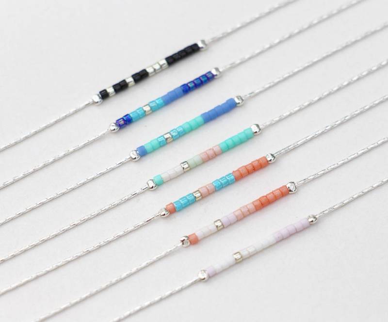 Feines Doppelwickelarmband, Schlangenkette Aus 925Er Sterlingsilber Und Korallen - Türkisblauen Miyuki-Perlen von silverbirdjewels