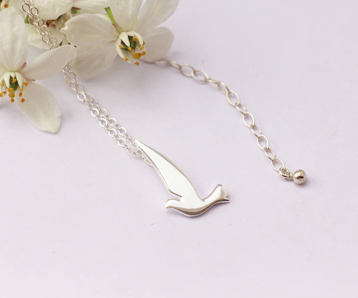 Halskette Vogel Sterlingsilber 925 - Elegant Und Raffiniert Edelstein Schmuck Geschenk Für Frau Vögel, Schlucken von silverbirdjewels