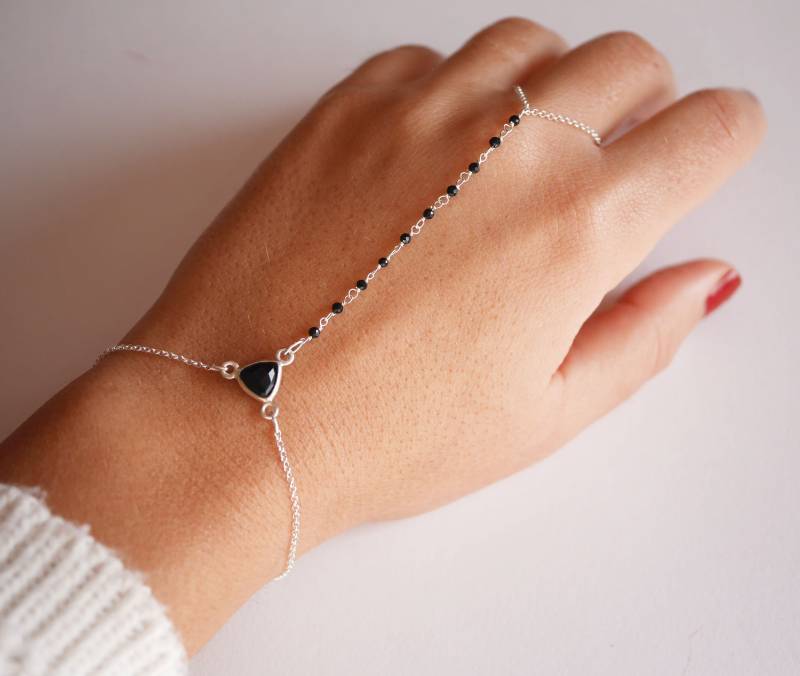 Hand Schmuck - Silber Armband 925 Kette Ring Rosenkranz Schwarz Onyx Stein Feine von silverbirdjewels