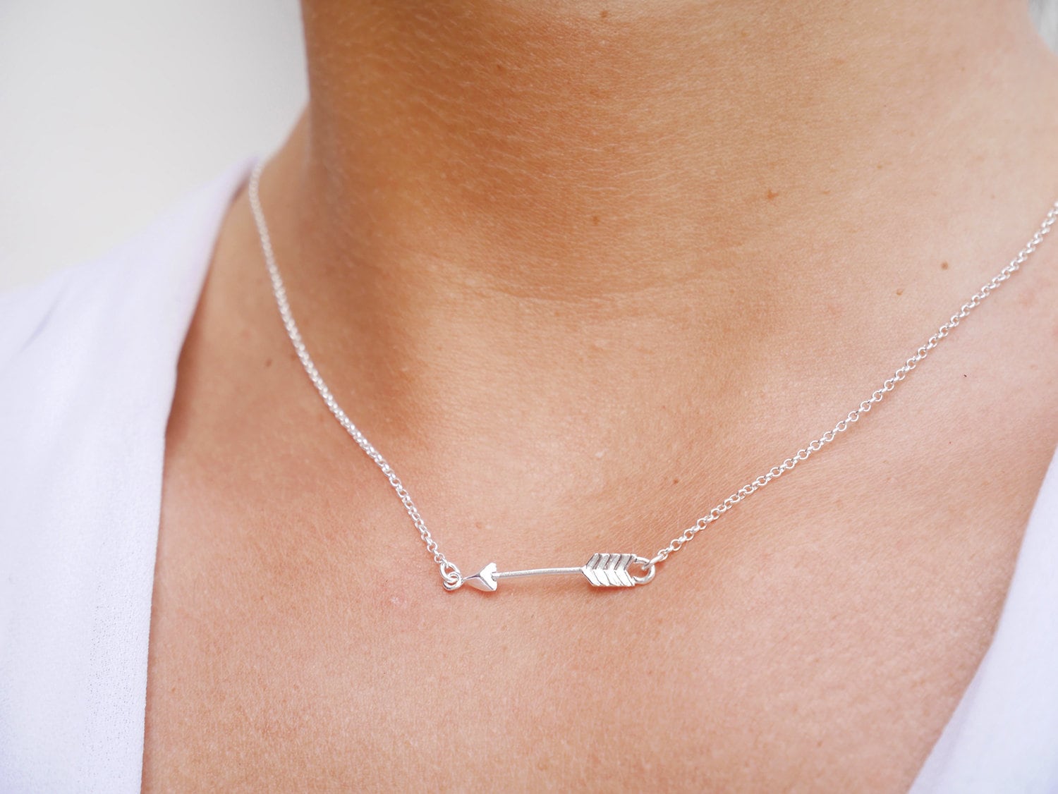 Pfeil-Halskette Aus 925Er Silber - Amor-Liebespfeil-Schmuck Silberkette Pfeil-Anhänger Boho-Schmuck Feine Stapelbare Halskette Hochzeit von silverbirdjewels