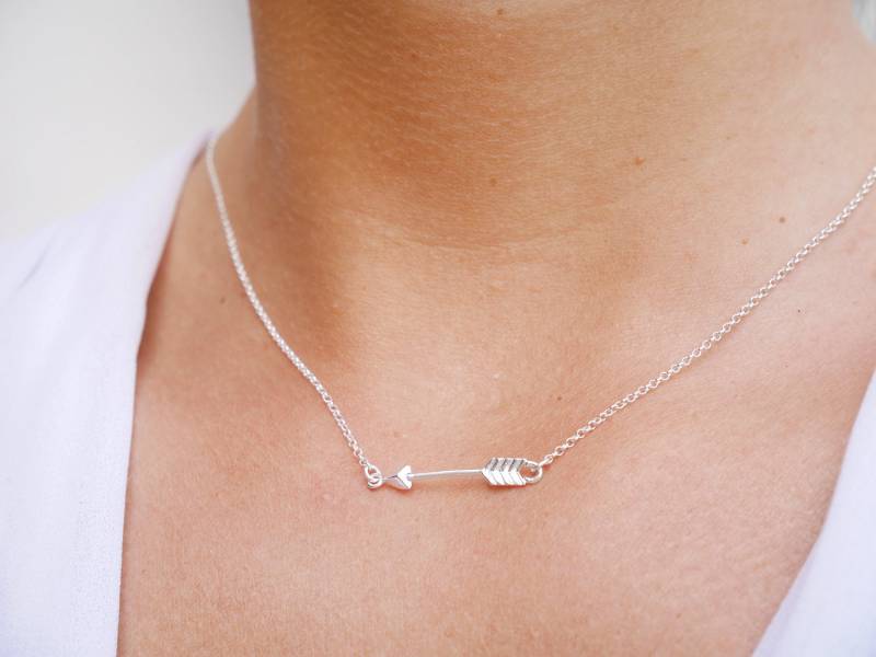 Pfeil-Halskette Aus 925Er Silber - Amor-Liebespfeil-Schmuck Silberkette Pfeil-Anhänger Boho-Schmuck Feine Stapelbare Halskette Hochzeit von silverbirdjewels