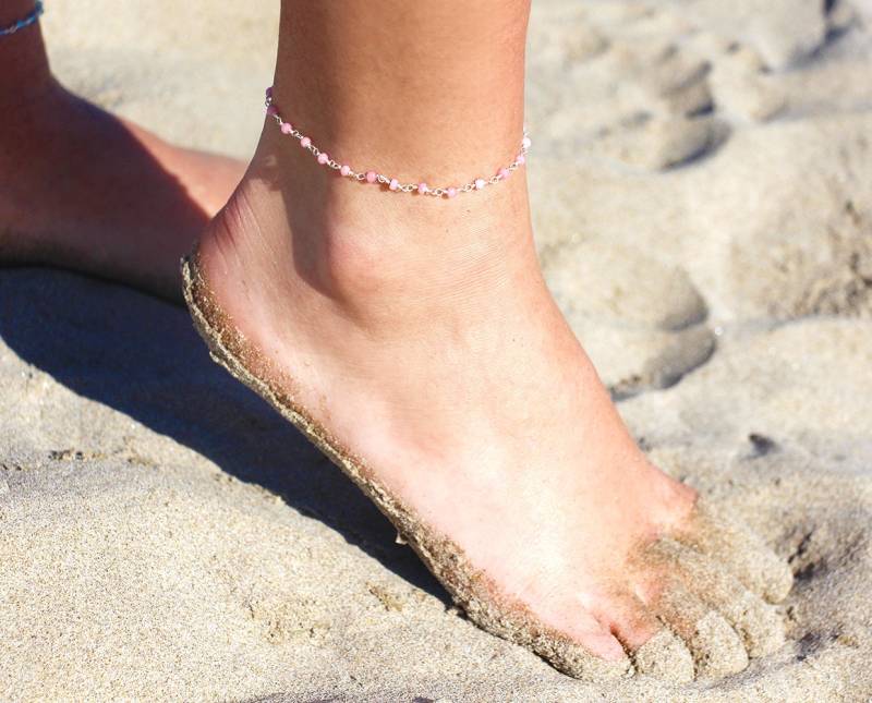 Rosenkranz-Fußkettchen - Massive 925Er Silberkette Pastellrosa Stein-Fußarmband Brautjungfern-Fußkettchen Aus Feinem Stein von silverbirdjewels