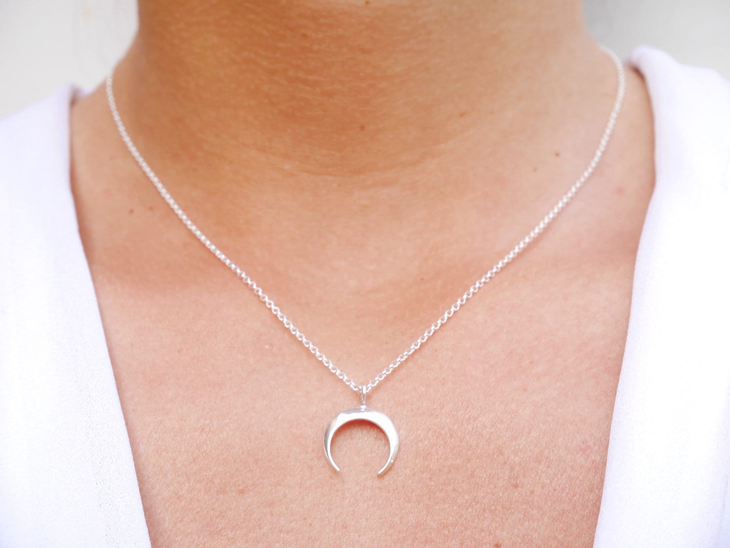 Silber Halbmond Halskette 925 - Mond Schmuck Silberkette Boho von silverbirdjewels