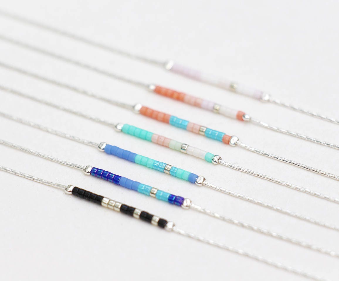 Ultradünnes Armband Mit Zwei Windungen - Schlangenkette Aus Massivem 925Er Silber Und Miyuki-Perlen Bunte Armbänder Mehrere Elegantes von silverbirdjewels